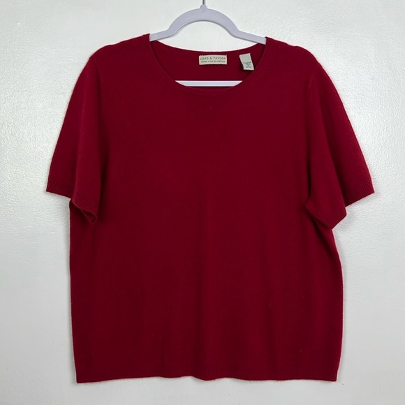 Lord & Taylor Women’s 1X Short Sleeve Crewneck Two Ply 100% Cashmere Top - Picture 1 of 6
